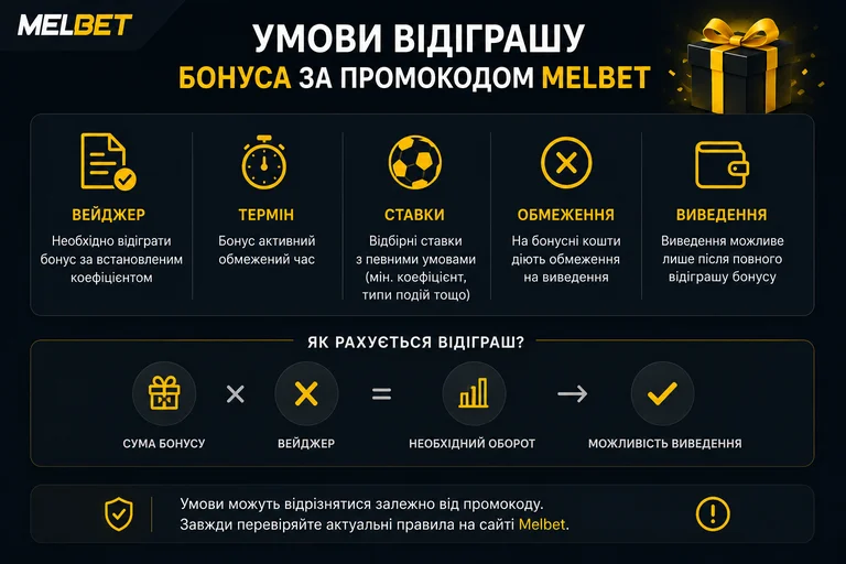 Условия отыгрыша бонуса по промокоду Melbet